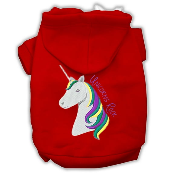 Mirage Pet Products Unicorns Rock Embroidered Dog Hoodies Medium Red