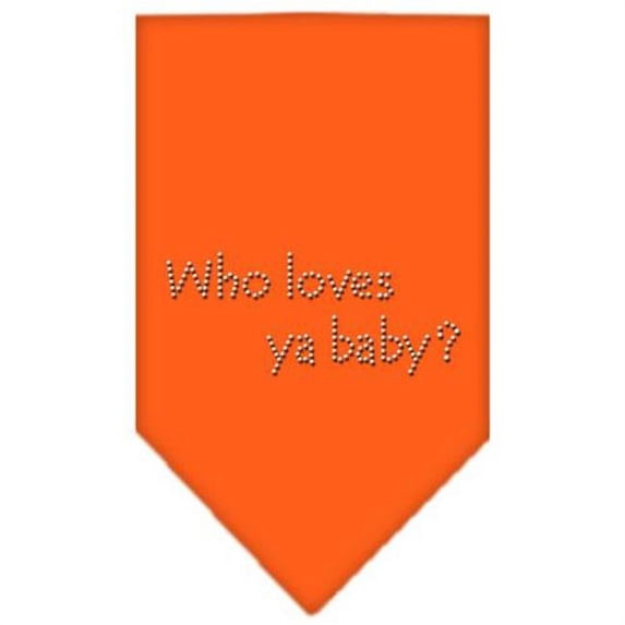 Mirage Pet Products Who Loves Ya Baby Rhinestone Bandana Orange Small