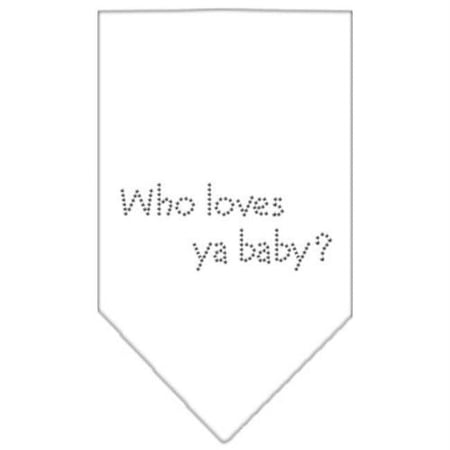 Mirage Pet Products Who Loves Ya Baby Rhinestone Bandana White Large