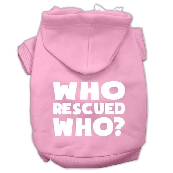 Mirage Pet Products Who Rescued Who Screen Print Pet Hoodies Light Pink Size XXXL