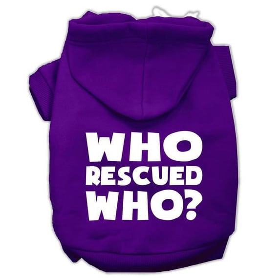 Mirage Pet Products Who Rescued Who Screen Print Pet Hoodies Purple Size Med
