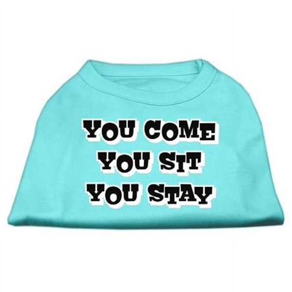 Mirage Pet Products You Come You Sit You Stay Screen Print Shirts Aqua XL - 16