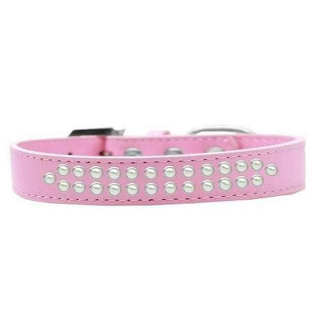 Mirage Pet Products613-03 LPK-14 Two Row Pearl Dog Collar, Light Pink - Size 14