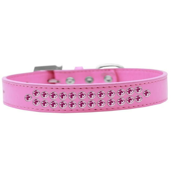 Dog, Puppy Pet Fashion Collar, "Two Row Bright Pink Crystal Rimsets"