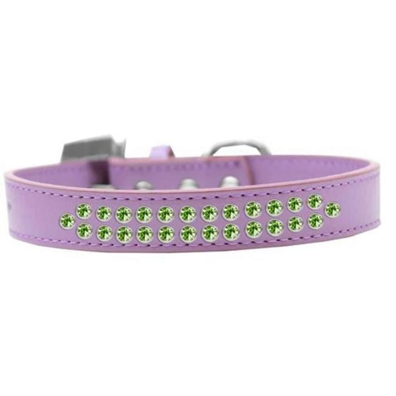 Mirage Pet Products613-08 LV-14 Two Row Lime Green Crystal Dog Collar,  Lavender - Size 14 