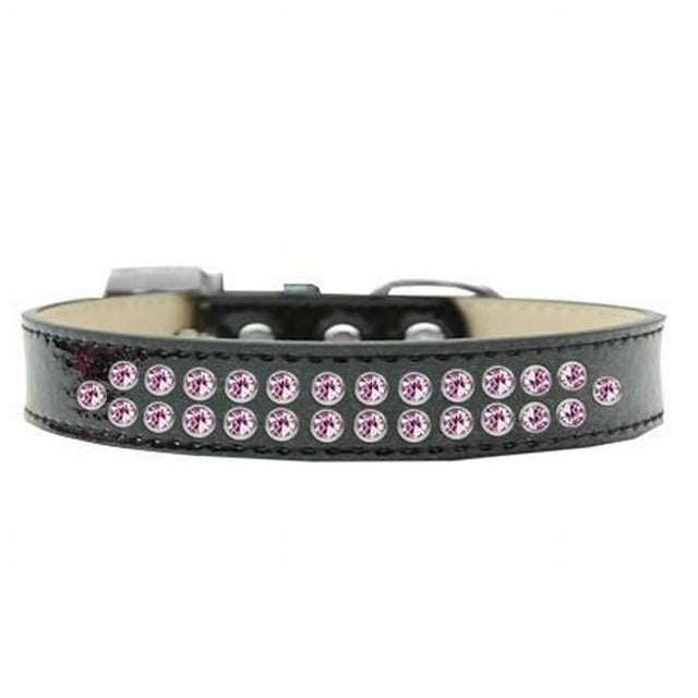 Mirage Pet Products614-06 BK-12 Two Row Light Pink Crystal Dog Collar, Black Ice Cream - Size 12