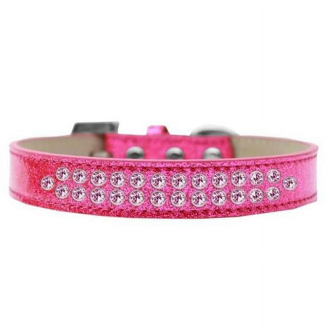 Mirage Pet Products614-06 PK-12 Two Row Light Pink Crystal Dog Collar, Pink Ice Cream - Size 12