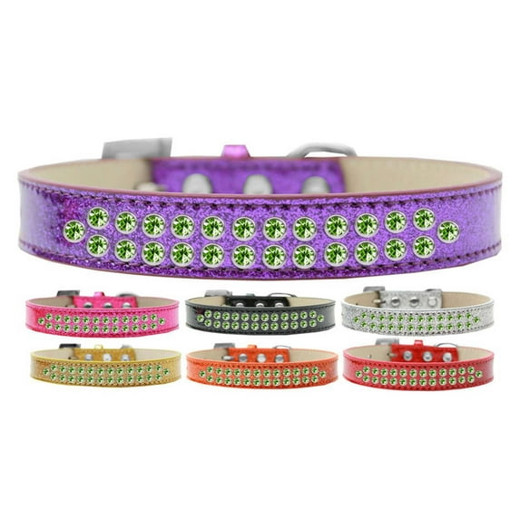 Dog, Puppy Pet Ice Cream Collar, "Two Row Lime Green Crystal Rimsets"