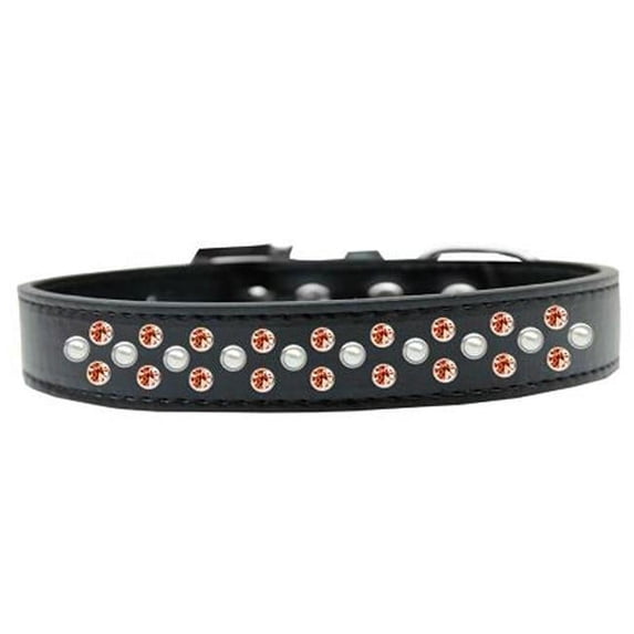 Mirage Pet Products616-8 BK-12 Sprinkles Pearl & Orange Crystals Dog Collar, Black - Size 12
