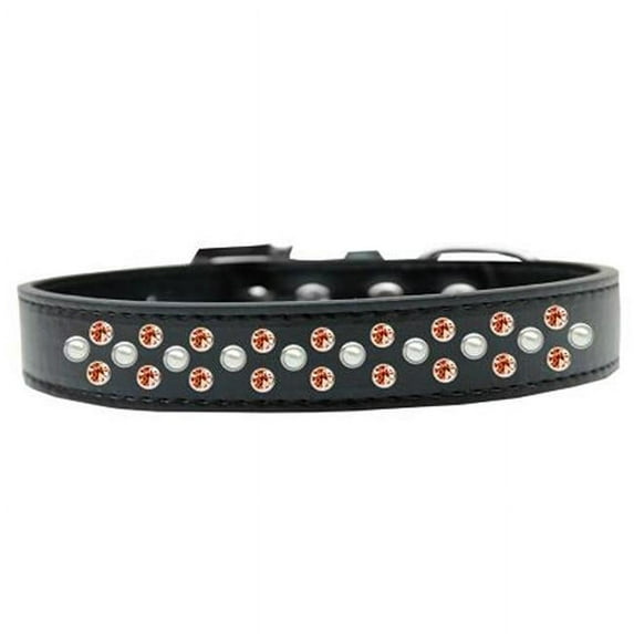 Mirage Pet Products616-8 BK-20 Sprinkles Pearl & Orange Crystals Dog Collar, Black - Size 20