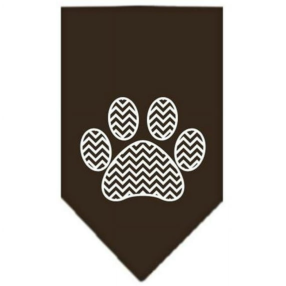 Mirage Pet Products66-136 SMBR Chevron Paw Screen Print Bandana, Brown - Small
