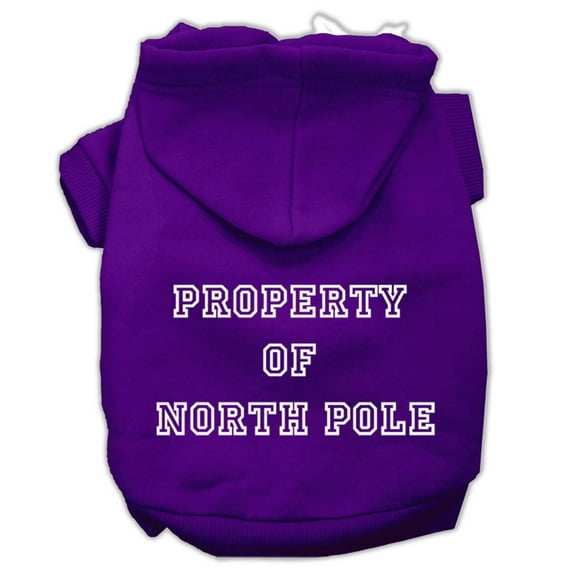 Christmas Pet Dog Cat Hoodie Screen Printed, "Property of North Pole"