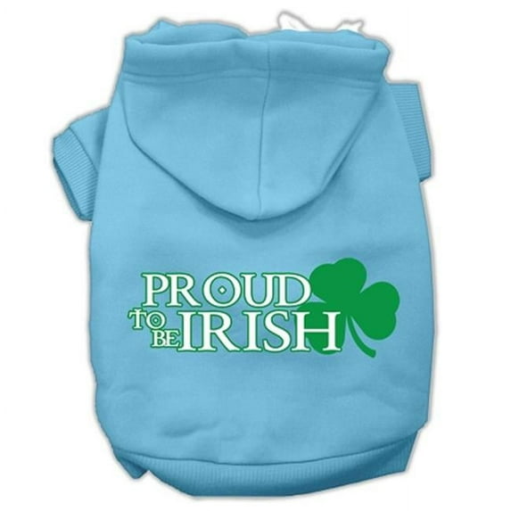 Mirage Pet Proud to Be Irish Screen Print Pet Hoodies, Baby Blue - Large