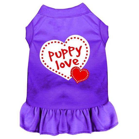 Mirage Pet Puppy Love Screen Print Dress, Purple - Large - Size 14