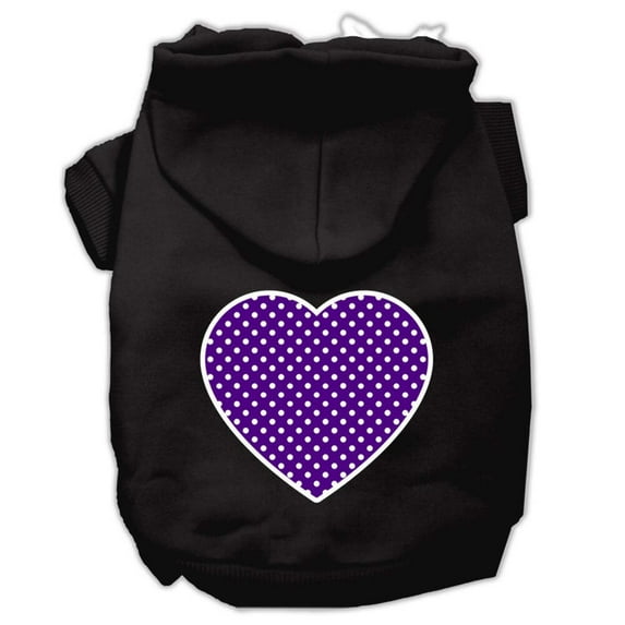 Pet Dog Cat Hoodie Screen Printed, "Purple Swiss Dots Heart"