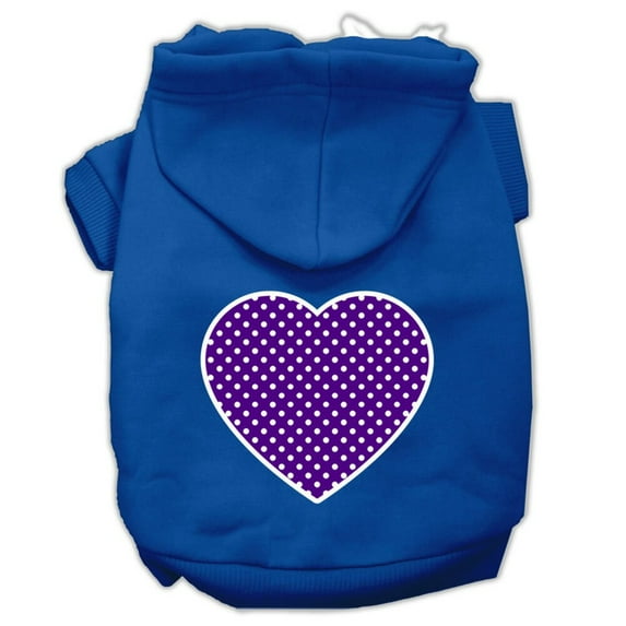 Pet Dog Cat Hoodie Screen Printed, "Purple Swiss Dots Heart"