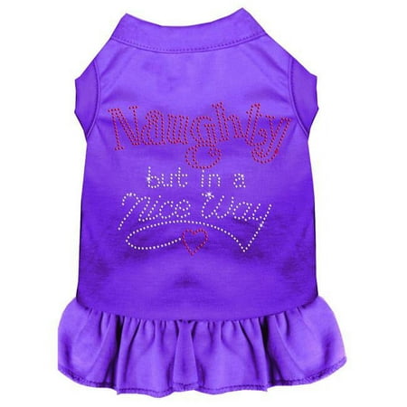 Mirage Pet Rhinestone Naughty But in A Nice Way Dress, Purple - Medium