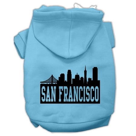 Mirage Pet San Francisco Skyline Screen Print Pet Hoodies, Baby Blue - Extra Large 16