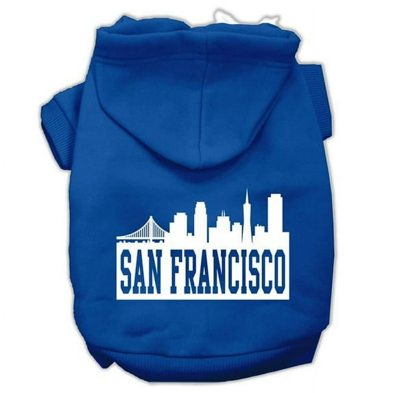 Mirage Pet San Francisco Skyline Screen Print Pet Hoodies, Blue - Large 14