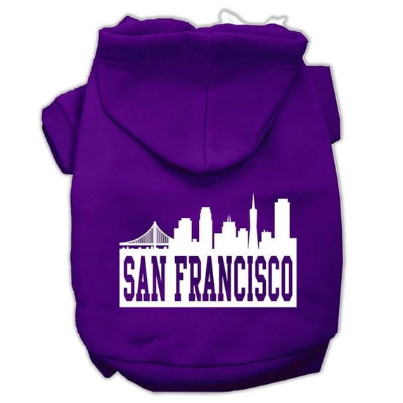 Mirage Pet San Francisco Skyline Screen Print Pet Hoodies, Purple - Medium 12