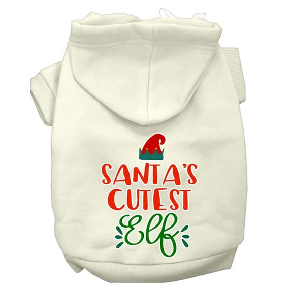 Christmas Pet Dog Cat Hoodie Screen Printed, "Santa's Cutest Elf"