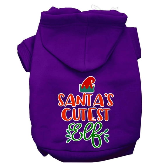 Christmas Pet Dog Cat Hoodie Screen Printed, "Santa's Cutest Elf"