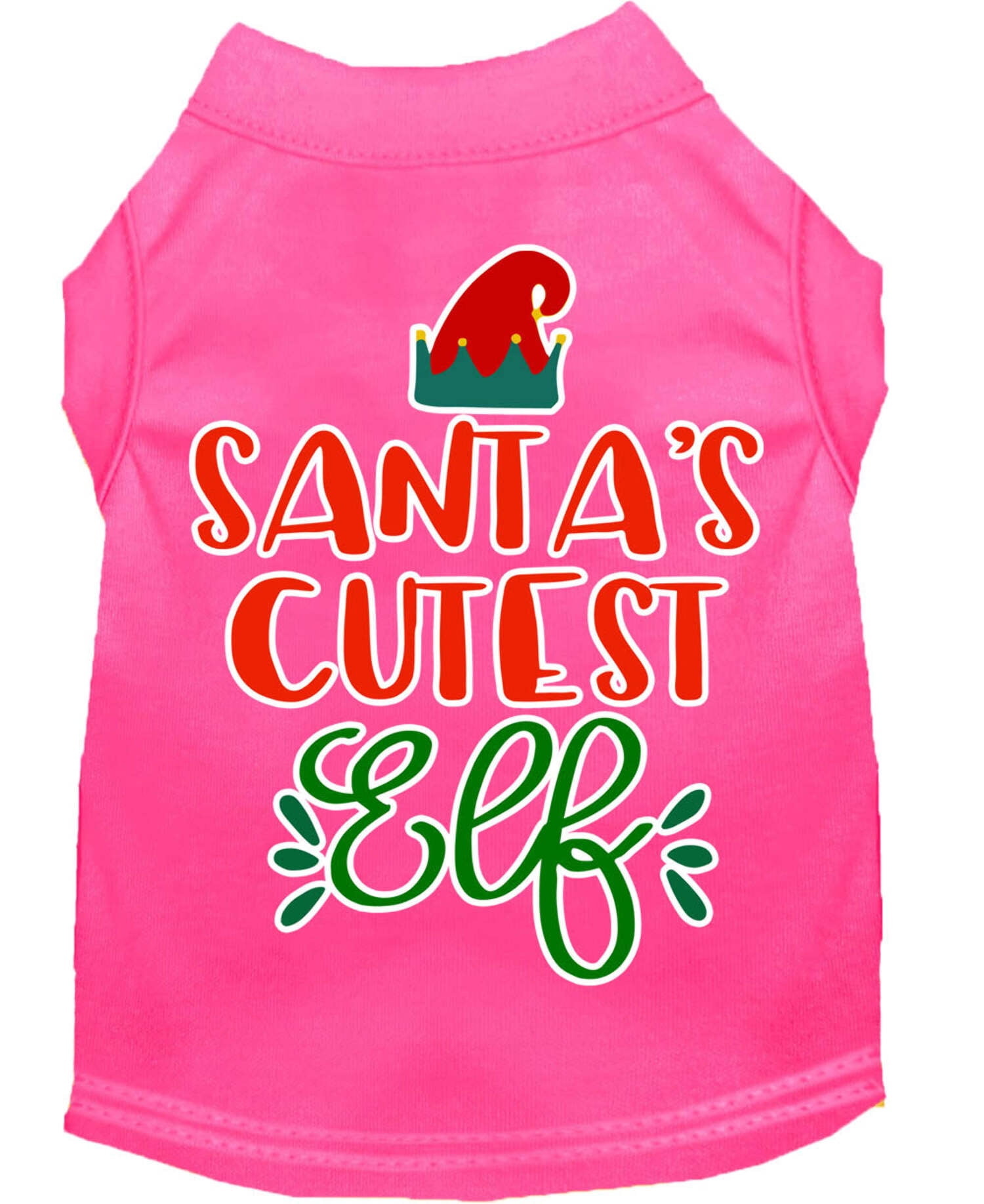 Mirage Pet Santa's Cutest Elf Screen Print Dog Shirt Bright Pink Lg ...