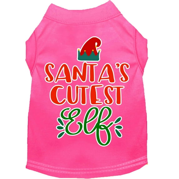 Christmas Pet Dog Cat Shirt Screen Printed, "Santa's Cutest Elf"