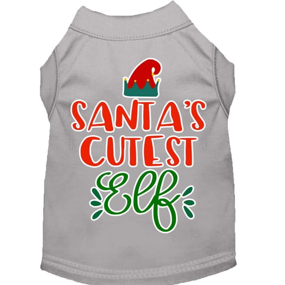 Mirage Pet Santa's Cutest Elf Screen Print Dog Shirt Grey XXL