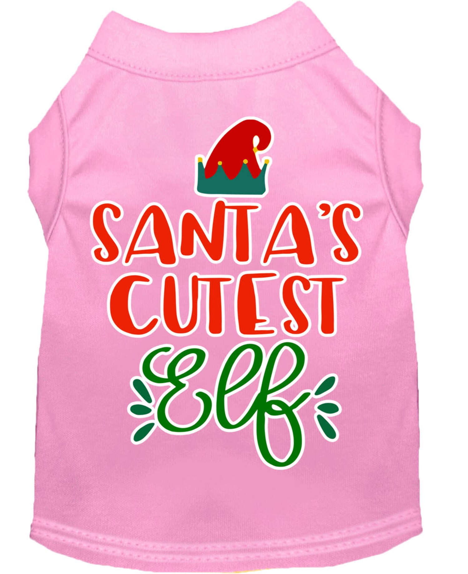 Mirage Pet Santa's Cutest Elf Screen Print Dog Shirt Light Pink Med ...