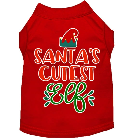 Christmas Pet Dog Cat Shirt Screen Printed, "Santa's Cutest Elf"