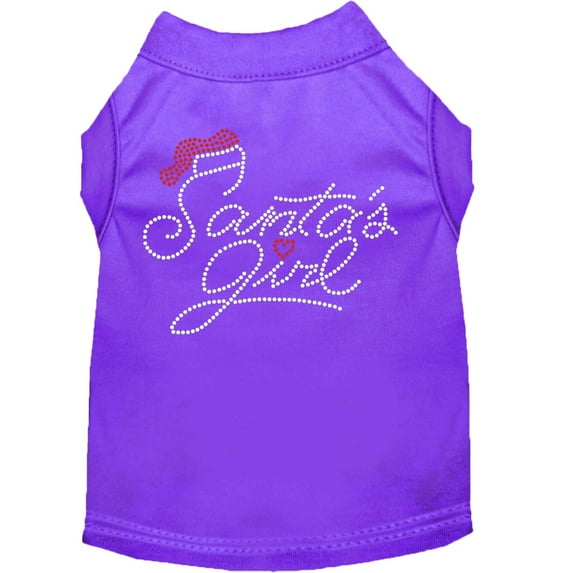 Mirage Pet Santa's Girl Rhinestone Dog Shirt Purple Lg