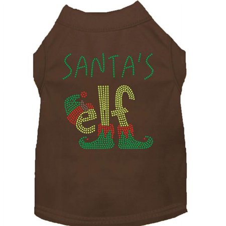Mirage Pet Santas Elf Rhinestone Dog Shirt, Brown - Large 14