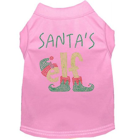 Mirage Pet Santas Elf Rhinestone Dog Shirt, Light Pink - 3XL 20