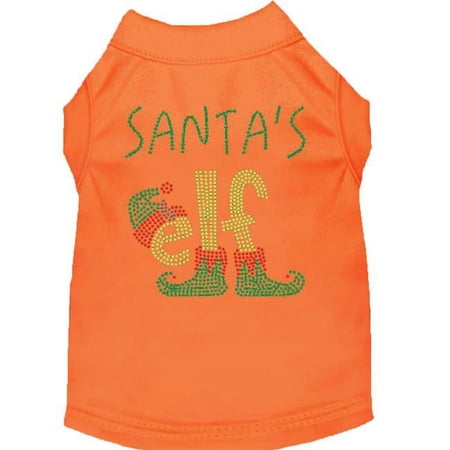 Mirage Pet Santas Elf Rhinestone Dog Shirt, Orange - Extra Large 16