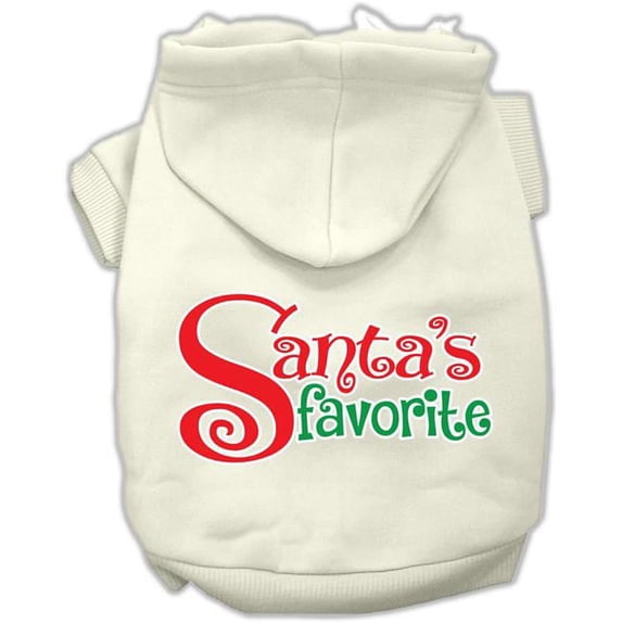 Mirage Pet Santas Favorite Screen Print Pet Hoodie, Cream - 2XL