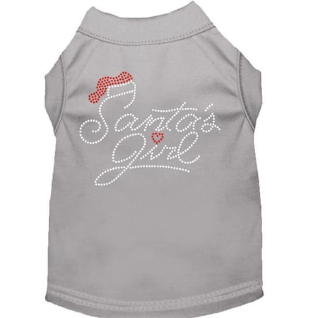 Mirage Pet Santas Girl Rhinestone Dog Shirt, Grey - Small 10