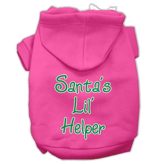 Mirage Pet Santas Lil Helper Screen Print Pet Hoodies, Bright Pink - Extra Large