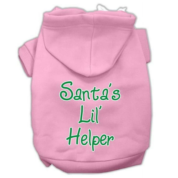Mirage Pet Santas Lil Helper Screen Print Pet Hoodies, Light Pink - Extra Small