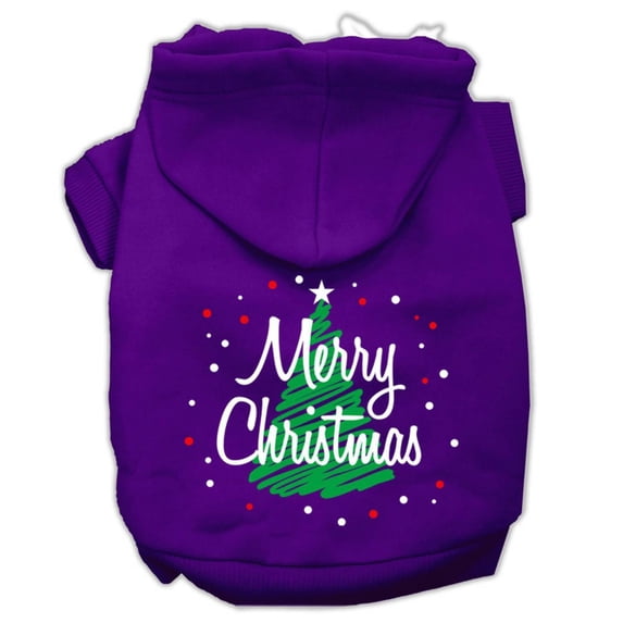 Christmas Pet, Dog Cat Hoodie Screen Printed, "Scribble Merry Christmas"