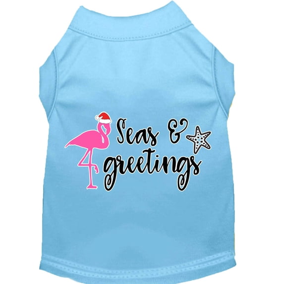 Christmas Pet Dog Cat Shirt Screen Printed, "Seas and Greetings"