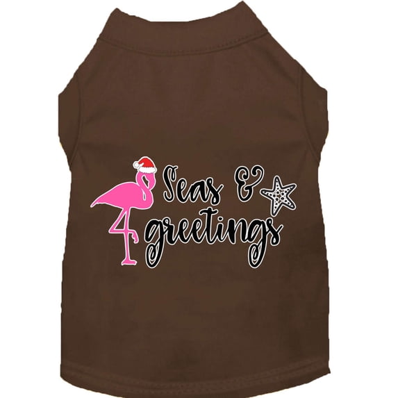 Christmas Pet Dog Cat Shirt Screen Printed, "Seas and Greetings"