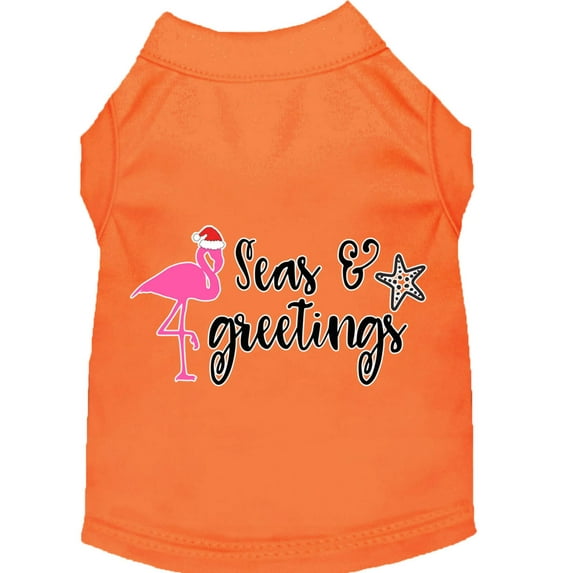 Christmas Pet Dog Cat Shirt Screen Printed, "Seas and Greetings"