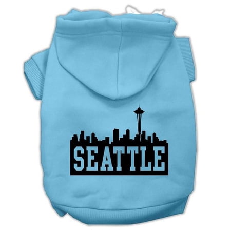 Mirage Pet Seattle Skyline Screen Print Pet Hoodies, Baby Blue - Small 10