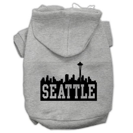 Mirage Pet Seattle Skyline Screen Print Pet Hoodies, Grey - Small 10