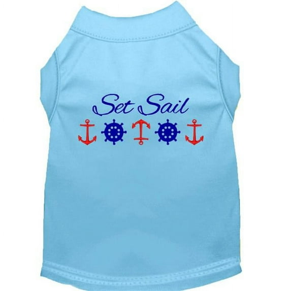 Mirage Pet Set Sail Embroidered Dog Shirt, Baby Blue - Medium