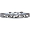 thumbnail image 1 of Silver Spike and Clear Jewel Croc Dog Collar Silver Size 10, 1 of 2