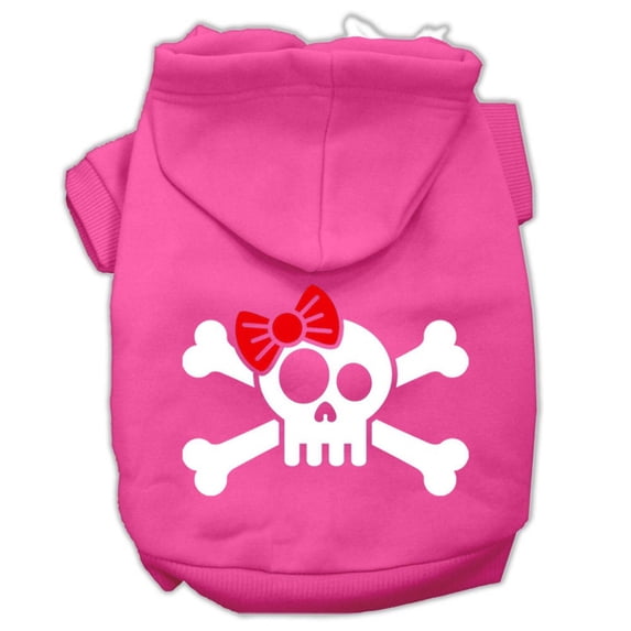 Pet Dog and Cat Hoodie Screen Printed, "Skull Crossbone Bow"