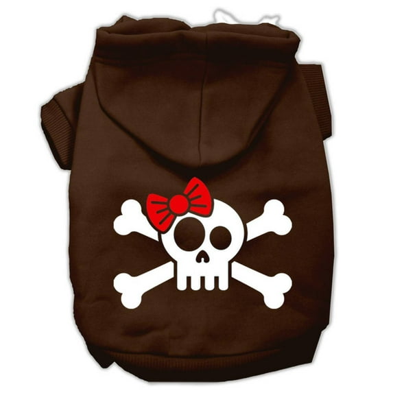 Pet Dog and Cat Hoodie Screen Printed, "Skull Crossbone Bow"