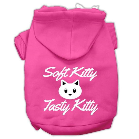Mirage Pet Softy Kitty & Tasty Kitty Screen Print Dog Pet Hoodies, Bright Pink - Extra Large 16